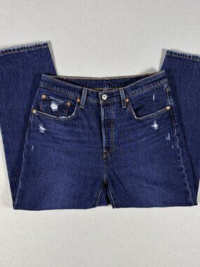 Levi’s 501 Cropped Ankle Jeans Women’s W30 L26 Button Fly Medium Wash Distressed